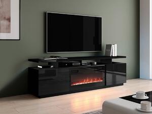 TV-állvány Figura I, Közepes sűrűségű farostlemez, Laminált forgácslap, 56x180x40cm, Fekete, Fényes fekete