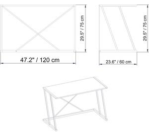 Anemon dió-fekete íróasztal 120 x 75 x 60 cm