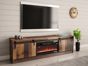 TV-állvány Charlotte 165, Laminált forgácslap, Közepes sűrűségű farostlemez, 57x200x35cm, Fekete, Érett tölgy