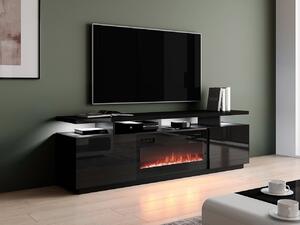 TV-állvány Figura I, Közepes sűrűségű farostlemez, Laminált forgácslap, 56x180x40cm, Fekete, Fényes fekete