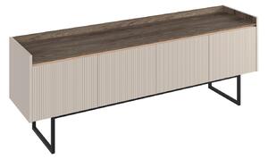 TV-állvány Elbtei 104, Közepes sűrűségű farostlemez, Laminált forgácslap, 60x166x40cm, Bézs, Sötét tölgy