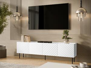 TV-állvány Sillen I, Közepes sűrűségű farostlemez, Laminált forgácslap, 59x200x40cm, Fekete, Fehér