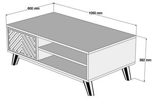 İnci dió-fehér dohányzóasztal 60 x 105 x 38 cm