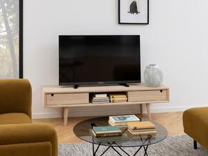 TV-állvány Norsica 181, Természetes fa furnér, Laminált forgácslap, 43x160x38cm, Fehérített tölgy, Részben összeszerelt, Tölgy