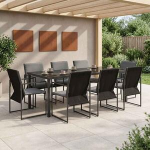 Kert étkező szett 9 pcs Fekete és Antracit 200 x 80 x 73 cm