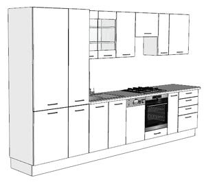 Nápoly Lux Magasfényű Fekete-Szürke konyhabútor 375 cm