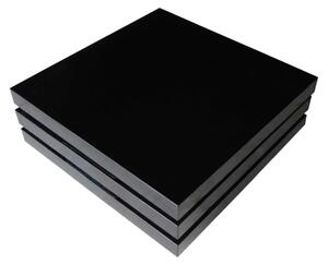 VidaXL 3-szintes magasfényű fekete dohányzóasztal