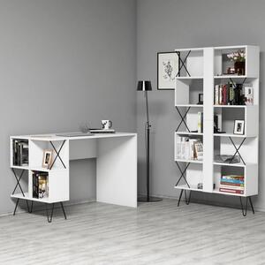 Extra fehér-fekete íróasztal és könyvespolc