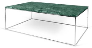 Prairie dohányzóasztal krómozott lábakkal és zöld márvány asztallappal, 75 x 120 cm - TemaHome