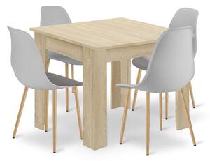 Étkezőasztal szett NP 80x80 sonoma + 4 db WAT szék szürke/natúr láb