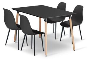 Étkezőasztal ADRIA 120cm x 80cm fekete/natúr + 4 db WAT fekete / fekete láb