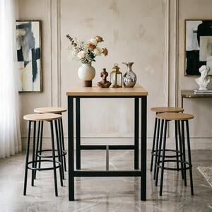 Set masa si scaune de bar, 5 buc, Arzo, Natural, 100x60x86 cm