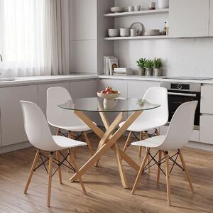 Set masa si scaune dining, 5 buc, Julita Antoro, Transparent, 80x80x75 cm