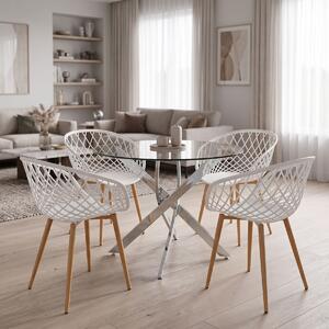 Set masa si scaune dining, 5 buc, Ezra Antoro, Transparent, 100x100x75 cm