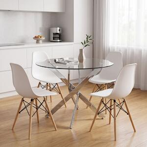Set masa si scaune dining, 5 buc, Julita Antoro, Alb, 100x100x75 cm