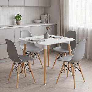 Set masa si scaune dining, 5 buc, Julita Natali, Natural, 80x80x76 cm