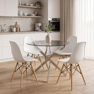 Set masa si scaune dining, 5 buc, Julita Antoro, Transparent, 80x80x75 cm