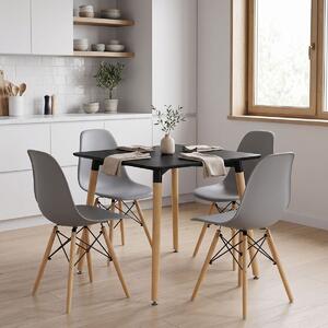 Set masa si scaune dining, 5 buc, Julita Natali, Natural, 80x80x76 cm