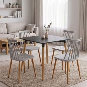 Set masa si scaune dining, 5 buc, Aurora Natali, Alb, 80x80x76 cm