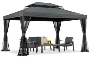 Antracit kerti pavilon szúnyoghálóval Valencia 3x4 m Garden Point