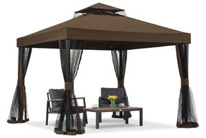Barna kerti pavilon szúnyoghálóval Valencia 3x3 m Garden Point