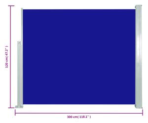 VidaXL kék behúzható oldalsó napellenző 120 x 300 cm
