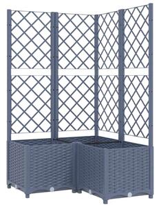 Sötétszürke pp rácsos kerti ültetőláda 80 x 80 x 136 cm