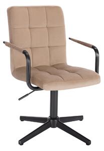 HR1015PCROSS Latte modern velúr szék fekete lábbal