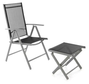 Alumínium összecsukható szék lábtartóval világos szürke
