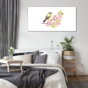 Üvegkép Absztrakt madarak virágok