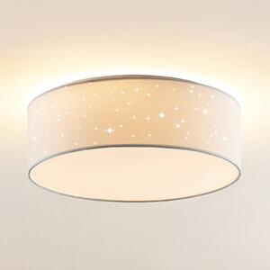 Lindby LED mennyezeti lámpa Ellamina, 40 cm, fehér, textil, Fehér / opál, Nappali / Étkező, Textil / szövet / selyem, Modern