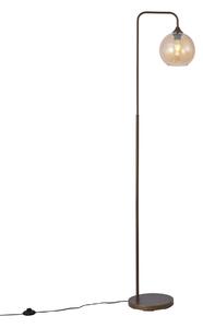 Art Deco állólámpa sötét bronz színben borostyán üveggel - Sandra