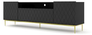 TV Szekrény Matt Fekete Színben, Arany Lábakkal Diuna 193 Black - Gold