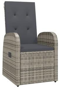 VidaXL 2 db szürke dönthető háttámlás polyrattan kerti szék párnával