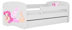 Babydreams gyerekágy fekvő tündér dizájnnal, méret: 140x70, szín: fehér, matrac nélkül, ágyneműtartóval