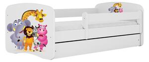 Babydreams gyerekágy állatkertes dizájnnal, méret: 140x70, szín: fehér, matrac nélkül, ágyneműtartóval