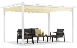 Barbados terasz pergola 3x4 m Garden Point fehér és bézs színben