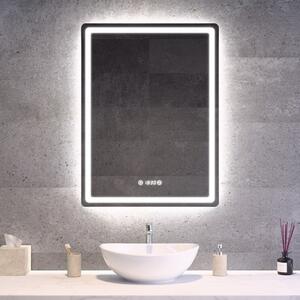 Álló fürdőszobai LED tükör 60x80cm | Páramentesítő - Óra - Fényerő és színhőmérséklet szabályozás | Welland Type20V