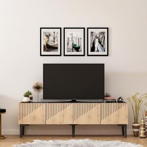 Fekete tv-állvány 154 x 45 x 37 cm