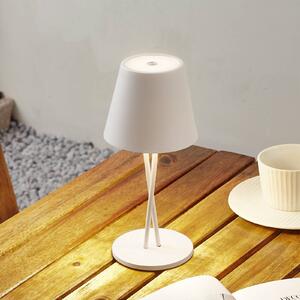 Lindby LED-es újratölthető asztali lámpa Janea CROSS, fehér, fém, dimmelhető, Fehér / opál, fém, Modern