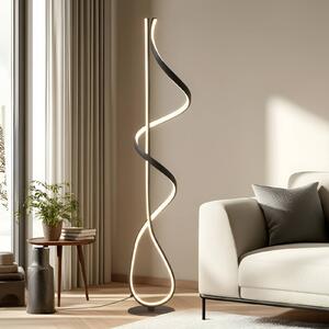 Lucande LED állólámpa Rodado, fekete, 132 cm, alumínium, Fekete, Nappali / Étkező, Alumínium, Modern