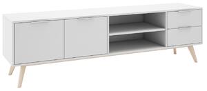 Fehérre lakkozott TV állvány Marckeric Campus 180 x 40 cm
