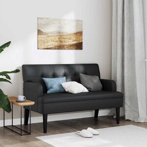 Fekete műbőr pad háttámlával 112 x 65,5 x 75 cm