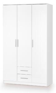 Gardróbszekrény Cirveso 113, Laminált forgácslap, 205x120x52cm, Fényes fehér, Fehér