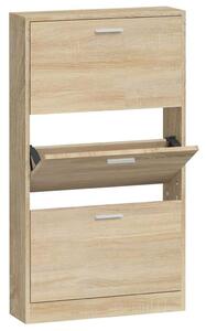 VidaXL Cipőtartó Szekrény - Tölgyfa - 3 Fiók - 59x17x108 cm