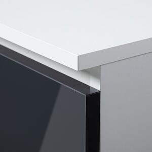 Íróasztal 90x50cm fehér, magasfényű grafitszürke