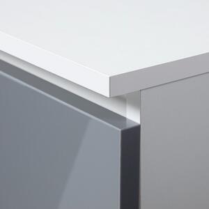 Íróasztal 90x50cm fehér, magasfényű fémszínű