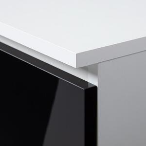 Íróasztal 90x50cm fehér, magasfényű fekete