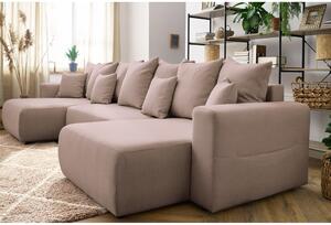 Világos rózsaszín U alakú kinyitható kanapé Envy - Bobochic Paris