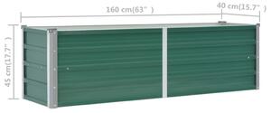 VidaXL zöld horganyzott acél kerti magaságyás 160 x 40 x 45 cm